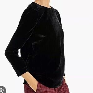 J Crew Black Velvet Blouse New with tags Size 10